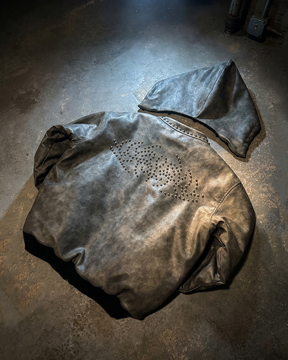 ‎ STUDDED LEATHER JACKET