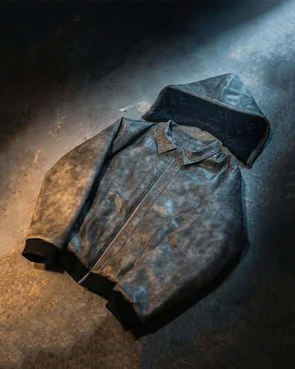 ‎ STUDDED LEATHER JACKET