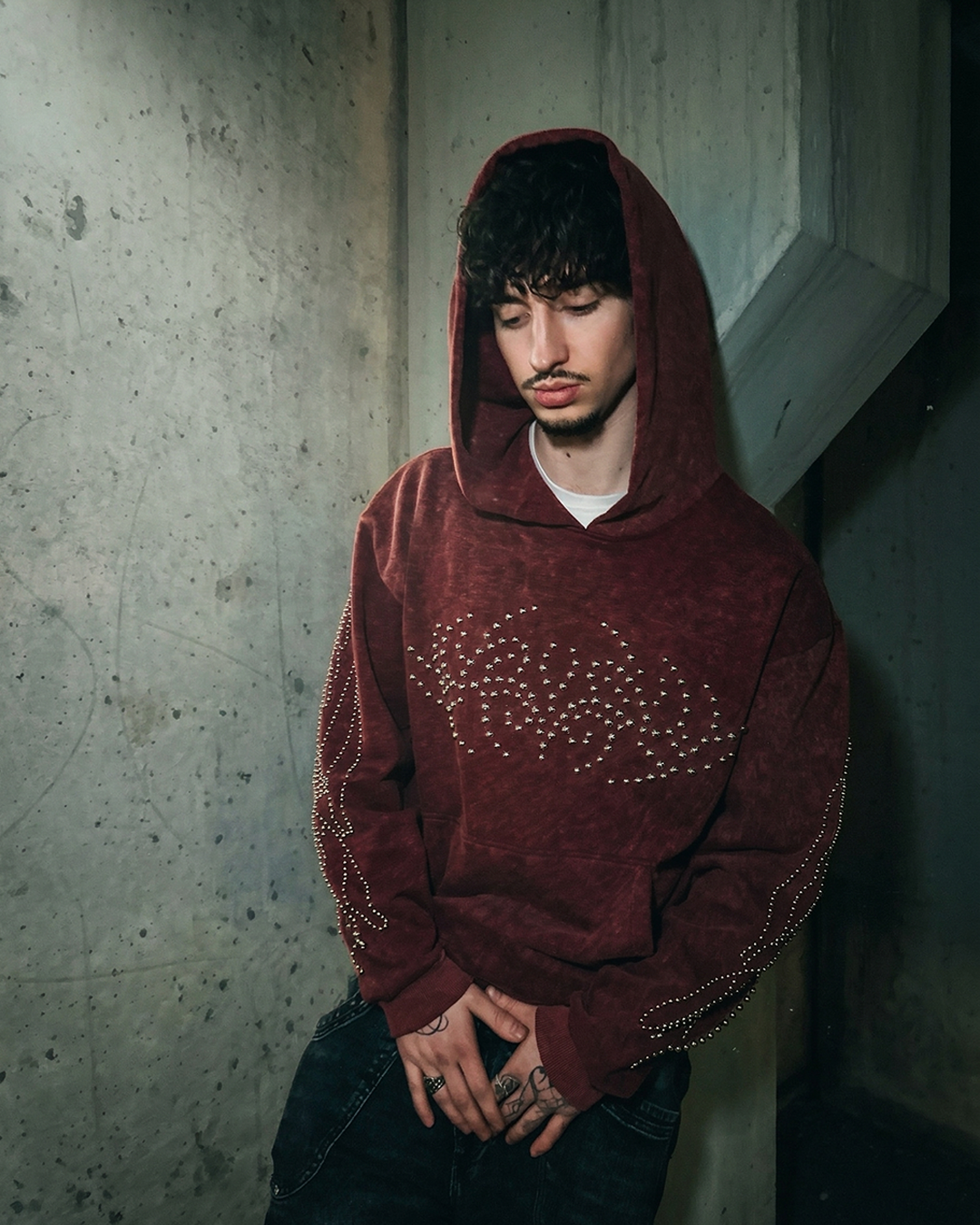 ‎ STUDDED HOODIE